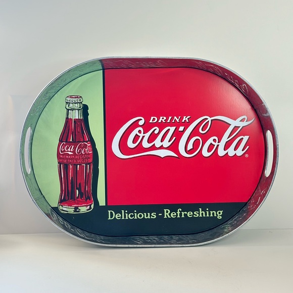 Coca Cola Other - Drink Coca-Cola Delicious Refreshing Galvanized Tin Serving Tray w/ Handles